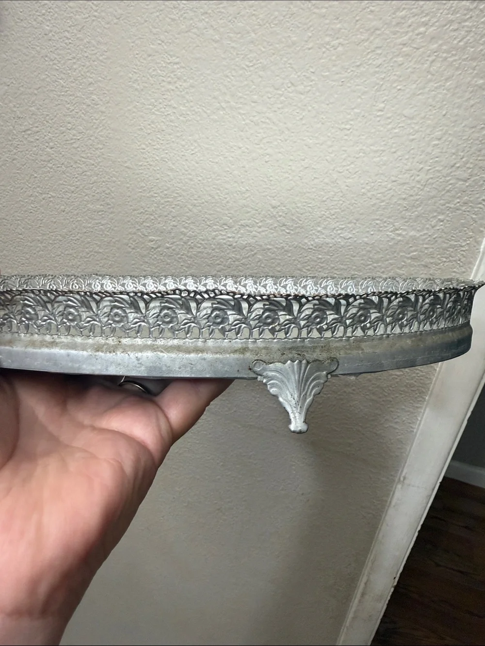 Vintage Filigree Oval Mirrored Vanity Tray